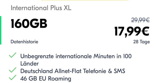 Lyca Mobil Prepaid SIM Karte – 160GB + Flat International